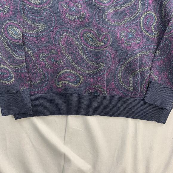 VTG 90’s Liz Wear Claiborne Sweater Womens Size Large Paisley Pattern Purple - Picture 5 of 7